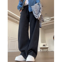 黑色香蕉衛褲女春季大碼胖mm褲子梨型身材粗腿寬胯休閒運動彎刀褲