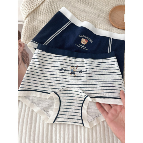 “英倫小熊”平角內褲女款純棉2025新款女生10A全棉襠女士小平角