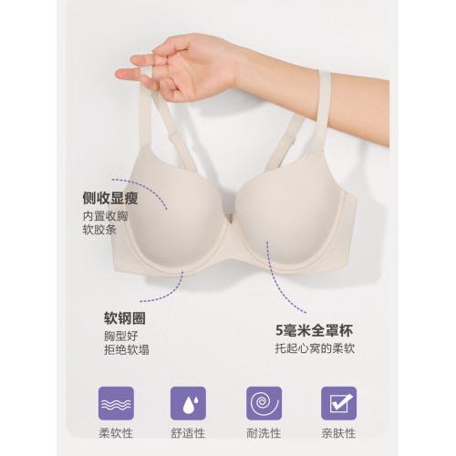 無痕內衣女大胸顯小聚攏收副乳夏季薄款防下垂全罩杯大碼光面文胸