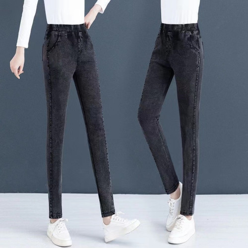 高腰顯瘦小腳鉛筆褲女春秋冬新款百搭松緊仿牛仔彈力打底褲魔術褲