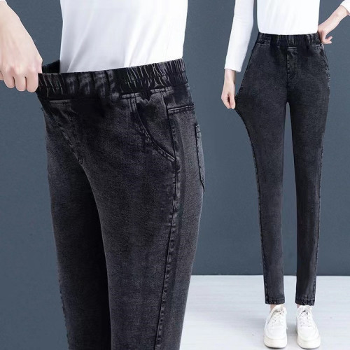 高腰顯瘦小腳鉛筆褲女春秋冬新款百搭松緊仿牛仔彈力打底褲魔術褲