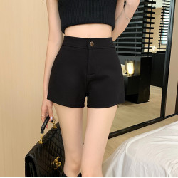 辣妹緊身休閒西裝短褲女春2026新款大碼胖mm高腰顯瘦直筒濶腿熱褲