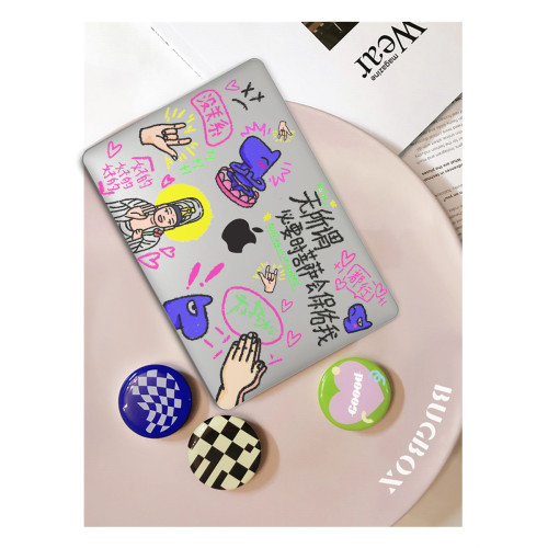 適用蘋果筆電macbookpro保護殼透明Pro14air13.6可愛塗鴉電腦套 適用蘋果筆電macbookpro保護殼透明Pro14air13.6可愛塗鴉電腦套