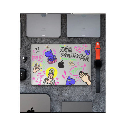 適用蘋果筆電macbookpro保護殼透明Pro14air13.6可愛塗鴉電腦套 適用蘋果筆電macbookpro保護殼透明Pro14air13.6可愛塗鴉電腦套