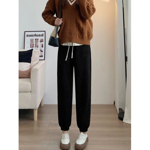 歐棉絨哈倫褲女秋冬季2025大碼寬鬆燈芯絨加絨衛褲學生束腳休閒褲