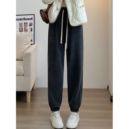 歐棉絨哈倫褲女秋冬季2025大碼寬鬆燈芯絨加絨衛褲學生束腳休閒褲