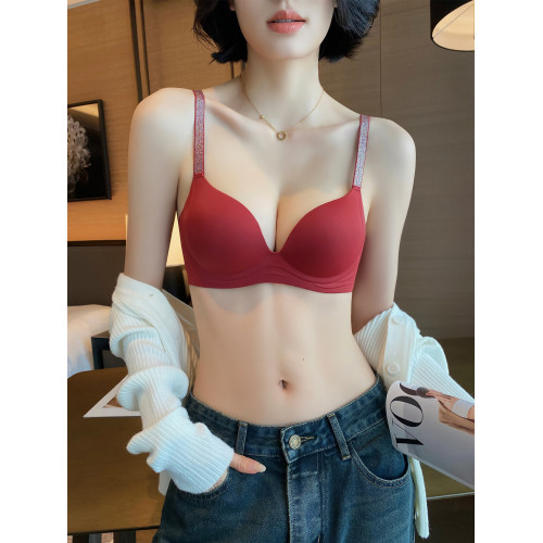 紅色內衣女聚攏小胸顯大無鋼圈收副乳無痕本命年文胸2025新款爆款