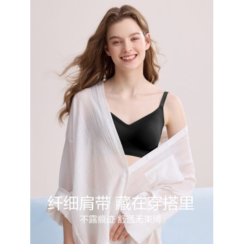 紅豆內衣女無痕無鋼圈裸感大胸顯小胸聚攏胸罩薄款背心吊帶文胸