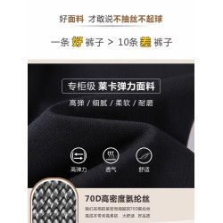 女褲新款春秋2026爆款菸琯褲松緊腰彈力小個子八分黑色窄版直筒褲