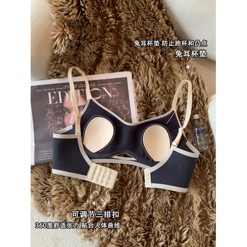 三明治薄款無痕內衣女大胸顯小無鋼圈軟支撐收副乳防下垂舒適文胸