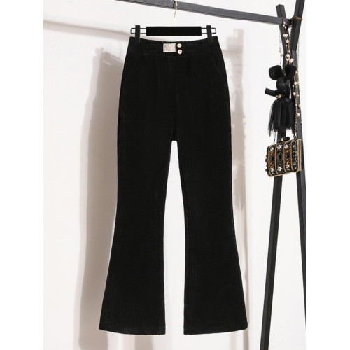 150小個子顯高微喇褲女秋冬155穿搭高腰雪尼爾顯瘦百搭休閒褲子xs