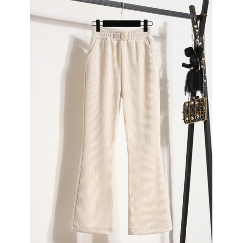 150小個子顯高微喇褲女秋冬155穿搭高腰雪尼爾顯瘦百搭休閒褲子xs