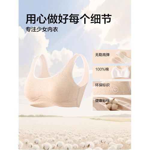 貓人少女內衣學生初高中生文胸純棉A類發育期青少年女孩彩棉背心