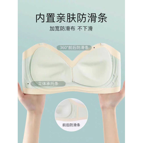 無肩帶防滑透明肩帶內衣女小胸聚攏抹胸婚紗專用文胸防走光裹胸夏