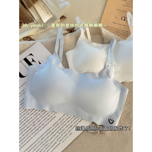 安心貓無痕內衣女冰絲夏季中學生運動背心固定杯無鋼圈少女文胸薄