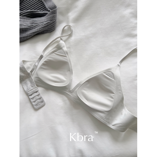 Kbra法式深V三角杯內衣女細肩帶顯小顯薄無鋼圈收副乳防下垂文胸