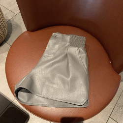 復古高腰濶腿皮褲女秋冬百搭顯瘦短褲2024新款小個子寬鬆外穿褲子