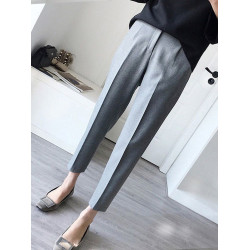 菸琯褲女春秋季九分高腰直筒小個子褲子顯瘦寬鬆休閒八分西裝褲