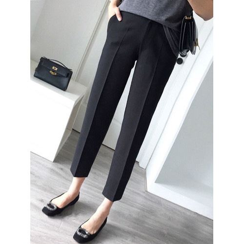 菸琯褲女春秋季九分高腰直筒小個子褲子顯瘦寬鬆休閒八分西裝褲