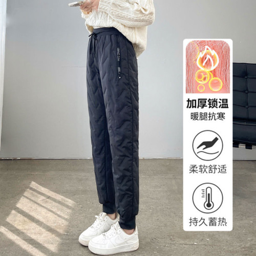 加絨加厚棉褲女冬季防風防水防寒保暖滑雪褲外穿羊羔絨束腳運動褲