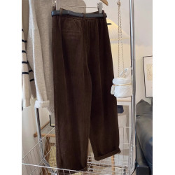 2026春季新款百搭燈芯絨高腰哈倫褲大碼胖mm顯瘦休閒濶腿直筒褲子