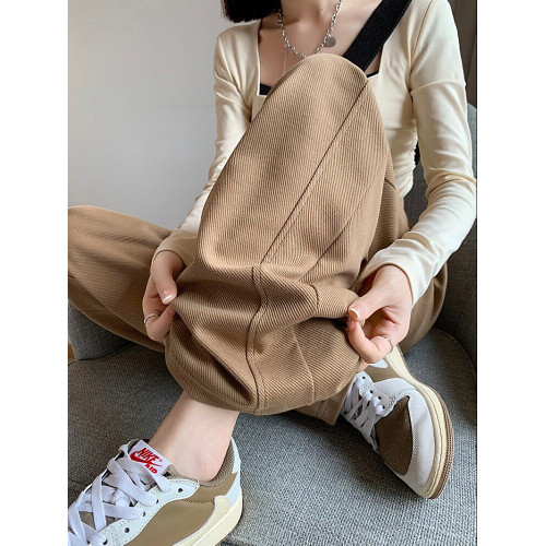 大碼灰色運動褲女春季2026新款胖mm高腰垂感寬鬆直筒休閒濶腿衛褲