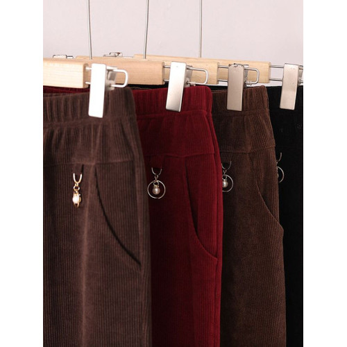 200斤秋冬胖媽媽加絨燈芯絨女褲子加肥加大碼高腰春秋中年條絨褲