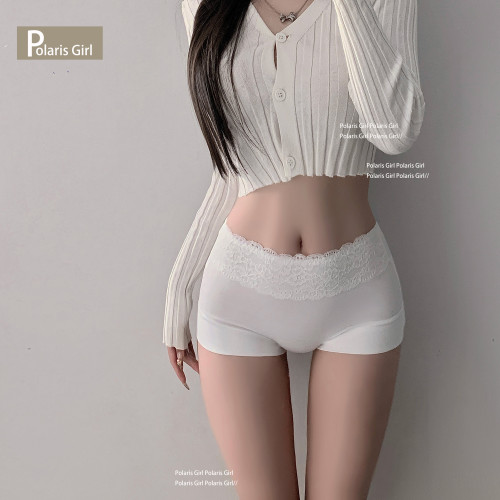 內褲平角女士蕾絲拼接中高腰舒適棉襠包臀簡約四角三角褲2025新款