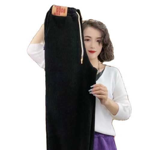 商場撤櫃撿漏巨厚加絨衛褲女寬鬆大碼保暖秋冬羊羔絨運動休閒長褲