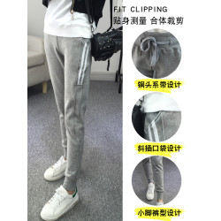 黑色運動褲女寬鬆束腳秋冬加絨2025新款春秋休閒顯瘦衛褲哈倫褲子