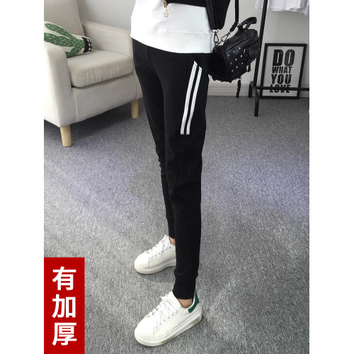 黑色運動褲女寬鬆束腳秋冬加絨2025新款春秋休閒顯瘦衛褲哈倫褲子