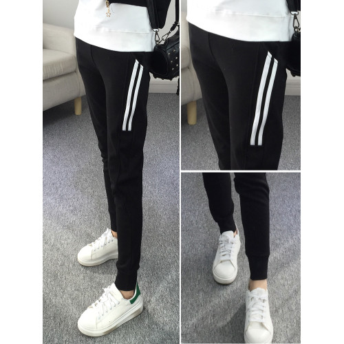 黑色運動褲女寬鬆束腳秋冬加絨2025新款春秋休閒顯瘦衛褲哈倫褲子