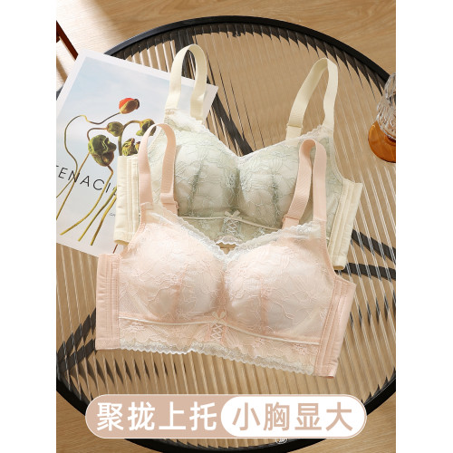 內衣女聚攏小胸顯大手掌杯上托加厚收副乳防下垂無鋼圈蕾絲文胸罩