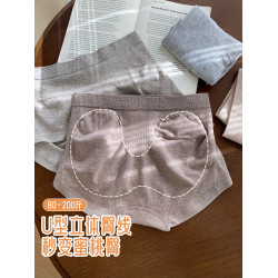 微內薇莫代爾提臀內褲女高彈收腹無痕純棉抑菌襠大碼中高腰平角褲
