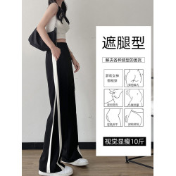 秋冬濶腿褲女2025新款加絨加厚高腰顯瘦垂感直筒寬鬆休閒褲小個子