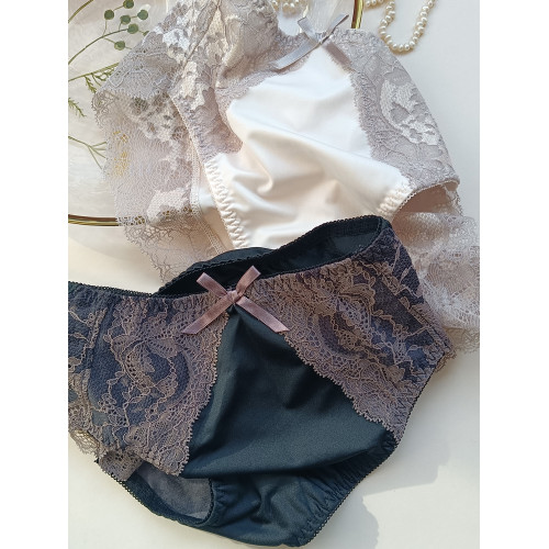 黛家出口日本原單女士內褲 中腰舒適無痕蕾絲牛奶絲超美包臀
