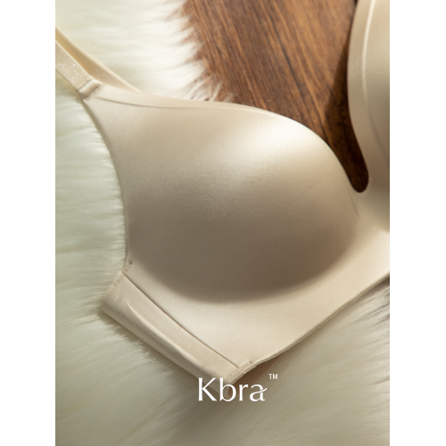 Kbra緞面無痕內衣女小胸聚攏細閃肩帶無鋼圈上托收副乳防下垂文胸