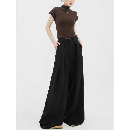 ABWLR 黑色西裝褲女2026年新款早春新款寬鬆垂感拖地褲濶腿褲