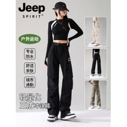 JEEP SPIRIT工裝褲女戶外防水防風沖鋒褲傘兵登山徒步速乾運動褲