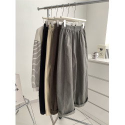 日系復古燈芯絨褲子女寬鬆休閒直筒濶腿褲2026春秋顯瘦百搭九分褲