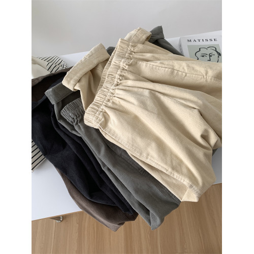 日系復古燈芯絨褲子女寬鬆休閒直筒濶腿褲2026春秋顯瘦百搭九分褲