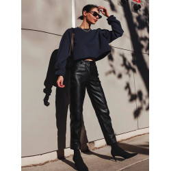 歐貨2025爆款皮褲女士新款秋冬款外穿美式機車風九分pu皮直筒褲子