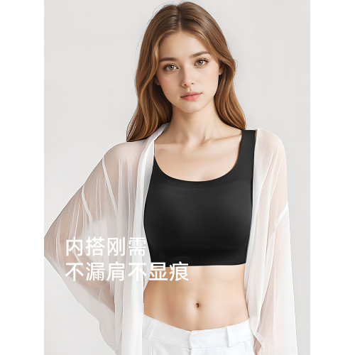 紙片內衣女大胸顯小胸防下垂顯瘦束胸隱形無痕背心式粉底液文胸罩