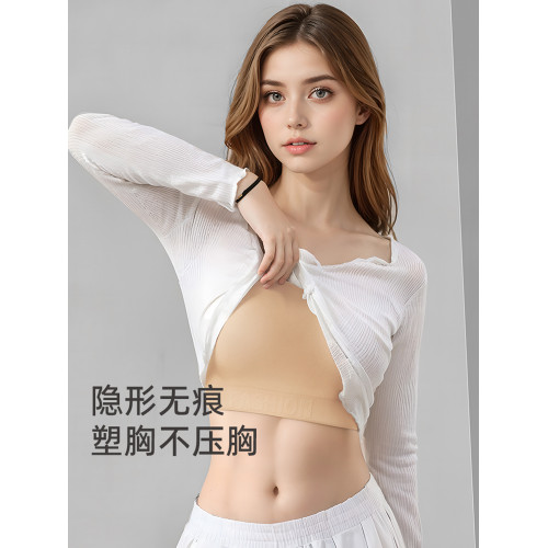 紙片內衣女大胸顯小胸防下垂顯瘦束胸隱形無痕背心式粉底液文胸罩