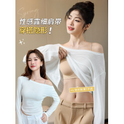 細肩帶無痕內衣女小胸聚攏軟支撐收副乳防下垂可外露吊帶美背文胸