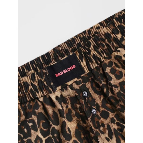 Badblood美式復古豹紋長褲女2024秋直筒濶腿褲寬鬆街舞褲子可束腳