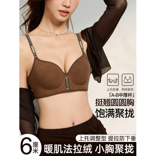 加厚6cm小胸平胸專用顯大聚攏內衣女無鋼圈上托收副乳秋冬文胸罩