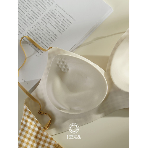 加厚3.5CM小胸聚攏格子內衣女無鋼圈上托收副乳一片式無痕文胸罩