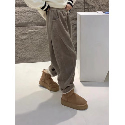 美拉德燈芯絨褲子女秋冬2025新款加絨加厚休閒小個子寬鬆運動衛褲