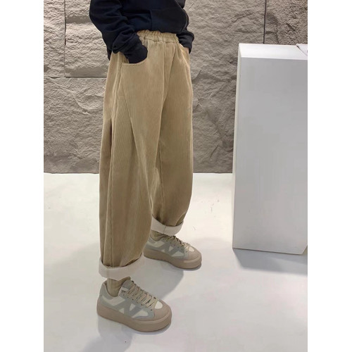 美拉德燈芯絨褲子女秋冬2025新款加絨加厚休閒小個子寬鬆運動衛褲